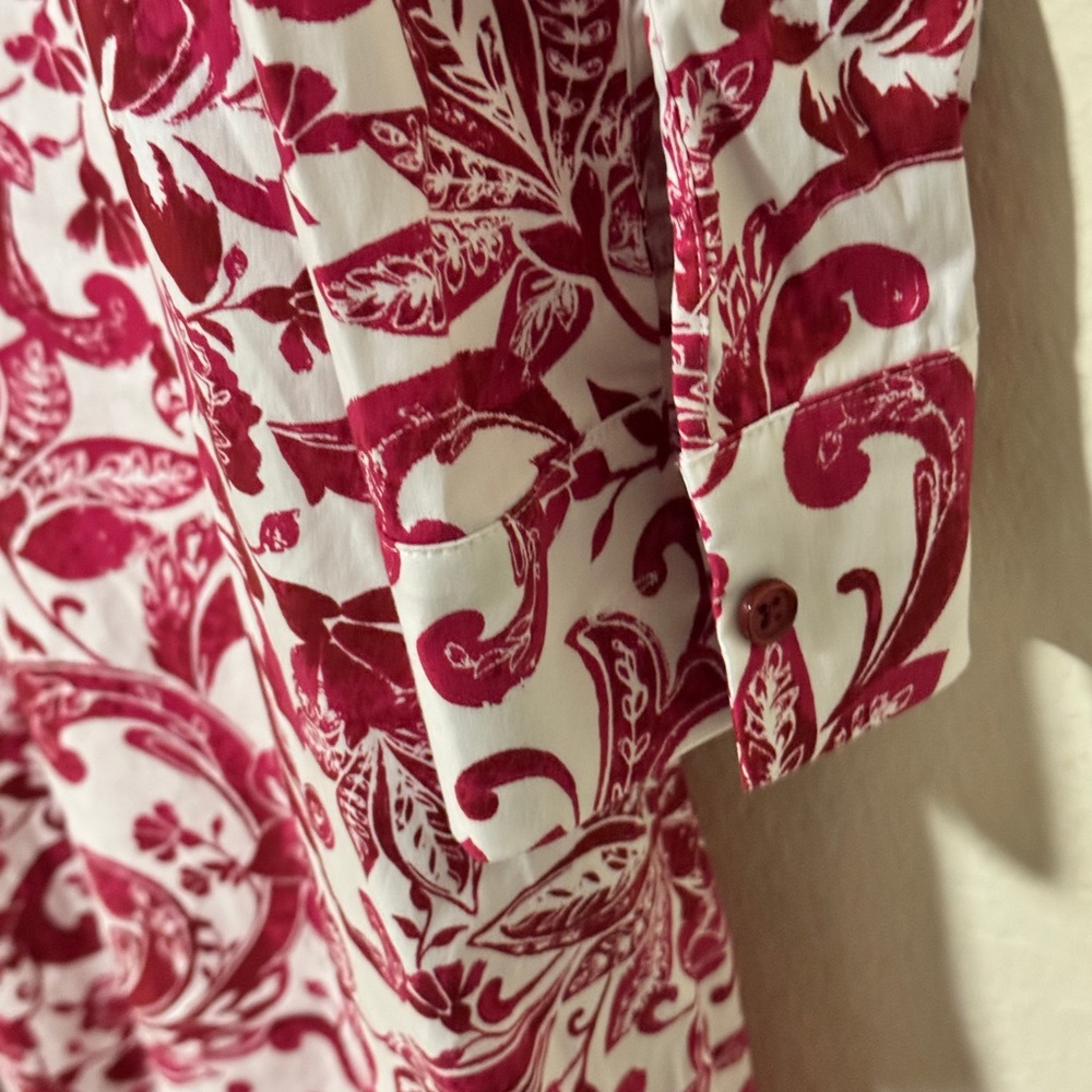 Chico's Pink and White Patterned Shirt Dress - Picture 3 of 6
